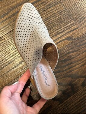 Jeffrey Campbell Taupe Perforated Slip-On Mule